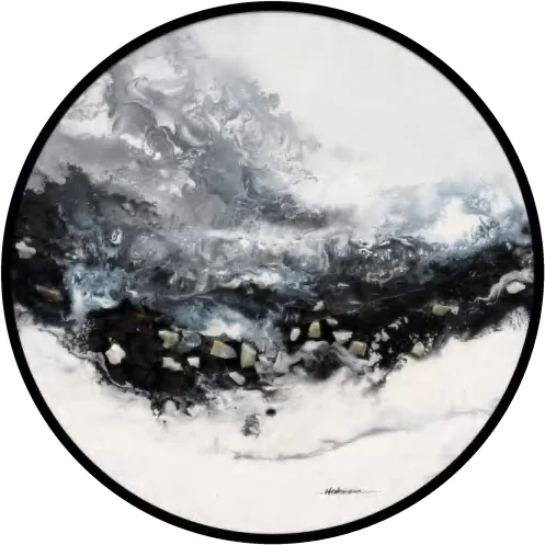 Circular Hand-painted canvas, 80 cm diameter, HP-80X80-0966