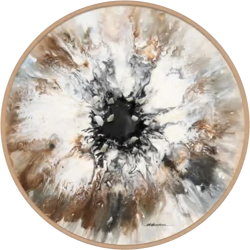 Circular Hand-painted canvas, 80 cm diameter, HP-80X80-0967